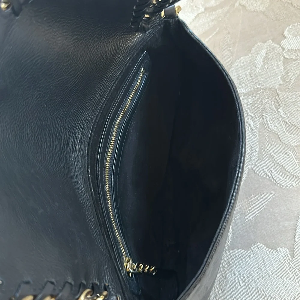 Michael Kors Black Leather Chain Shoulder Clutch